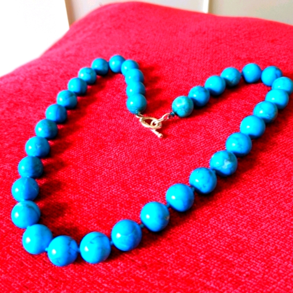🩵925 SILVER ROUND TURQUOISE STONE NECKLACES